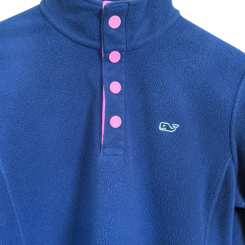 Vineyard Vines Blue Fleece Shirt Snap Button Pullover Women’s Size S - Picture 2 of 10